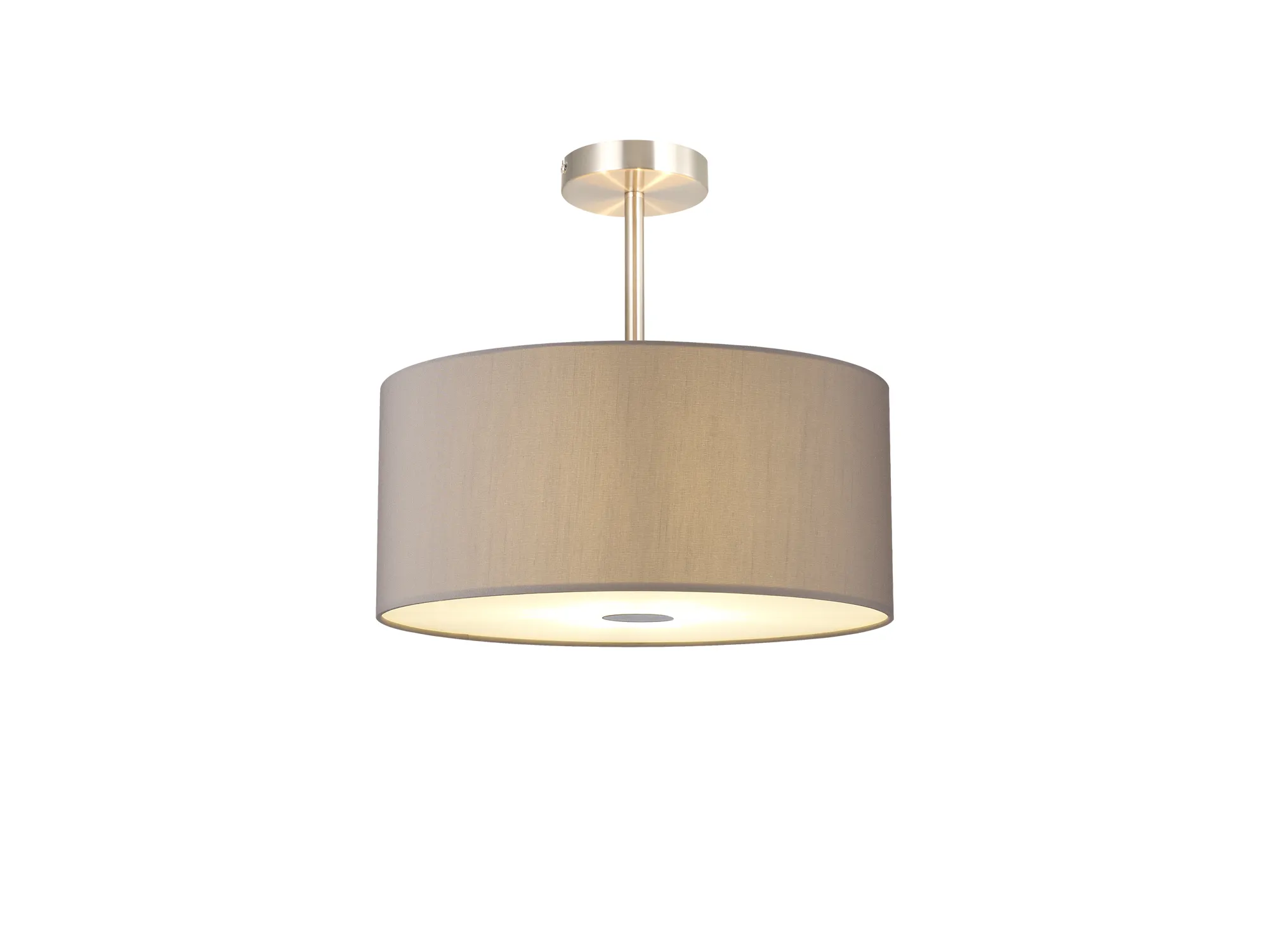 Baymont 40cm Semi Flush 3 Light Satin Nickel, Grey White Laminate, Frosted Diffuser
